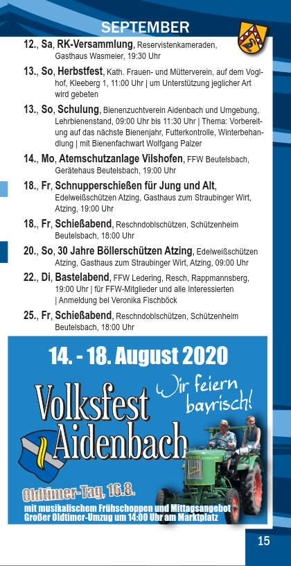 Veranstaltungskalender Beutelsbach September