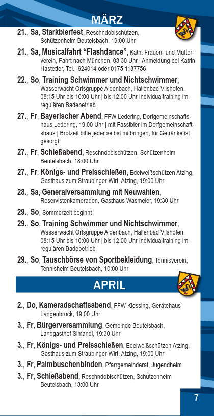Veranstaltungskalender Beutelsbach April